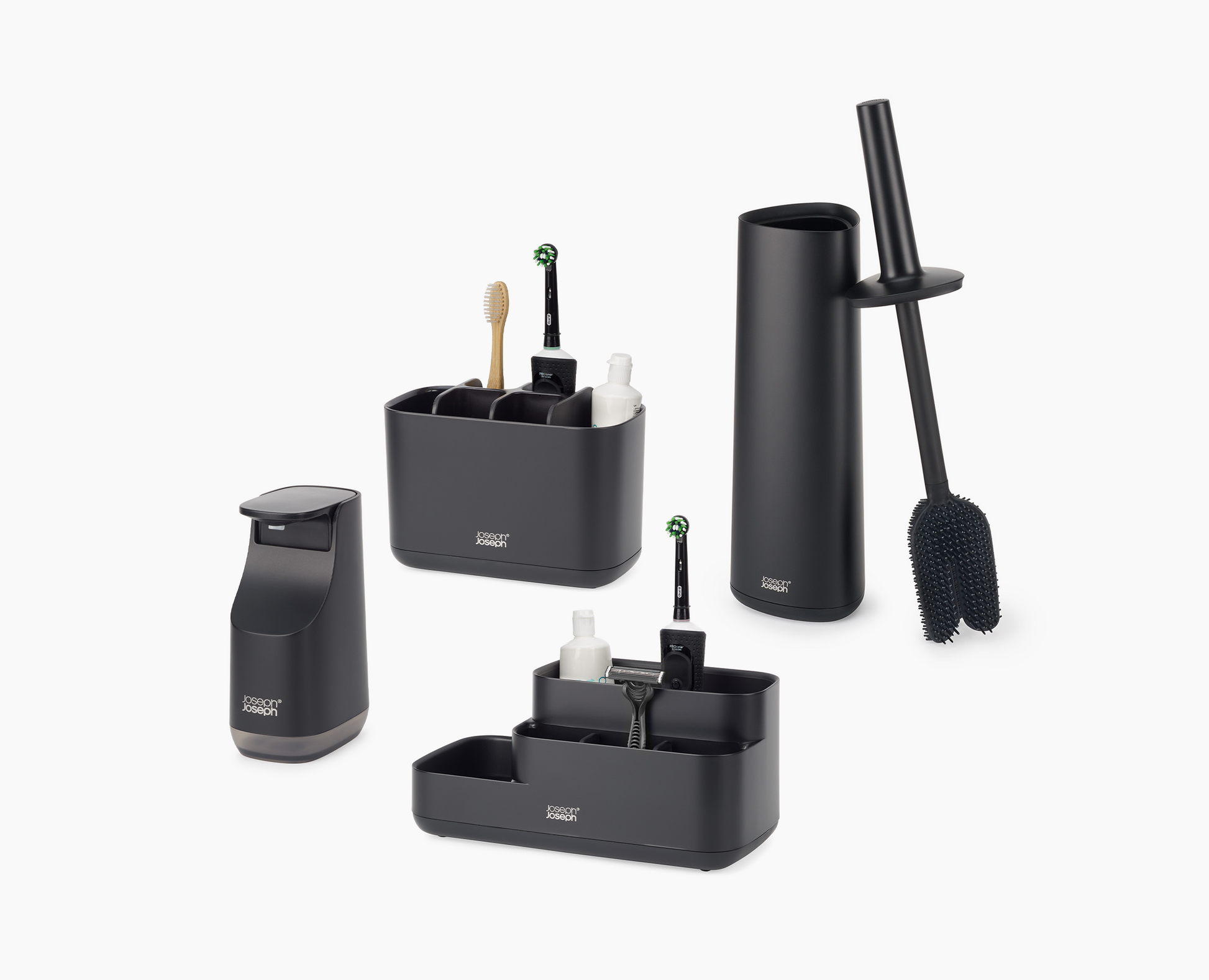 [hidden] Matt Black Bathroom Set