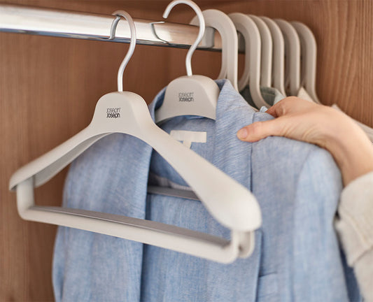 [hidden] [lifestyle] Orderly™ Set of 2 Ecru Suit & Coat Hangers - 55017 - Image 2