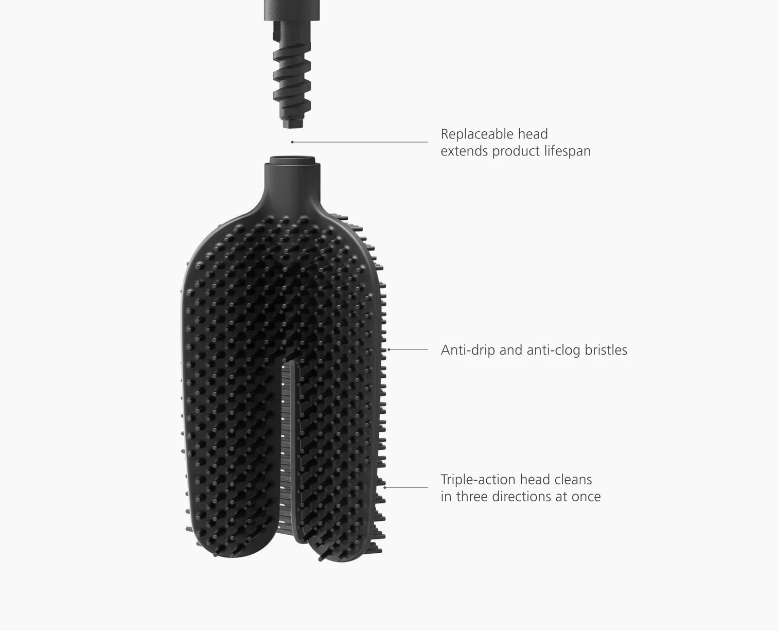 [half-width] Flex™ 360 Lite Pack of 2 Matt Black Toilet Brushes