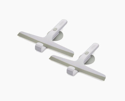 EasyStore™ Pack of 2 Light Gray Shower Squeegees with Storage Hook