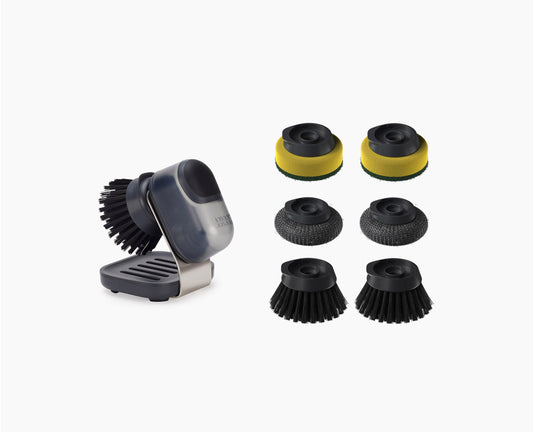[hidden] SinkTech™ Compact Soap Dispensing Washing-Up Brush with Steel Stand & Extra Heads