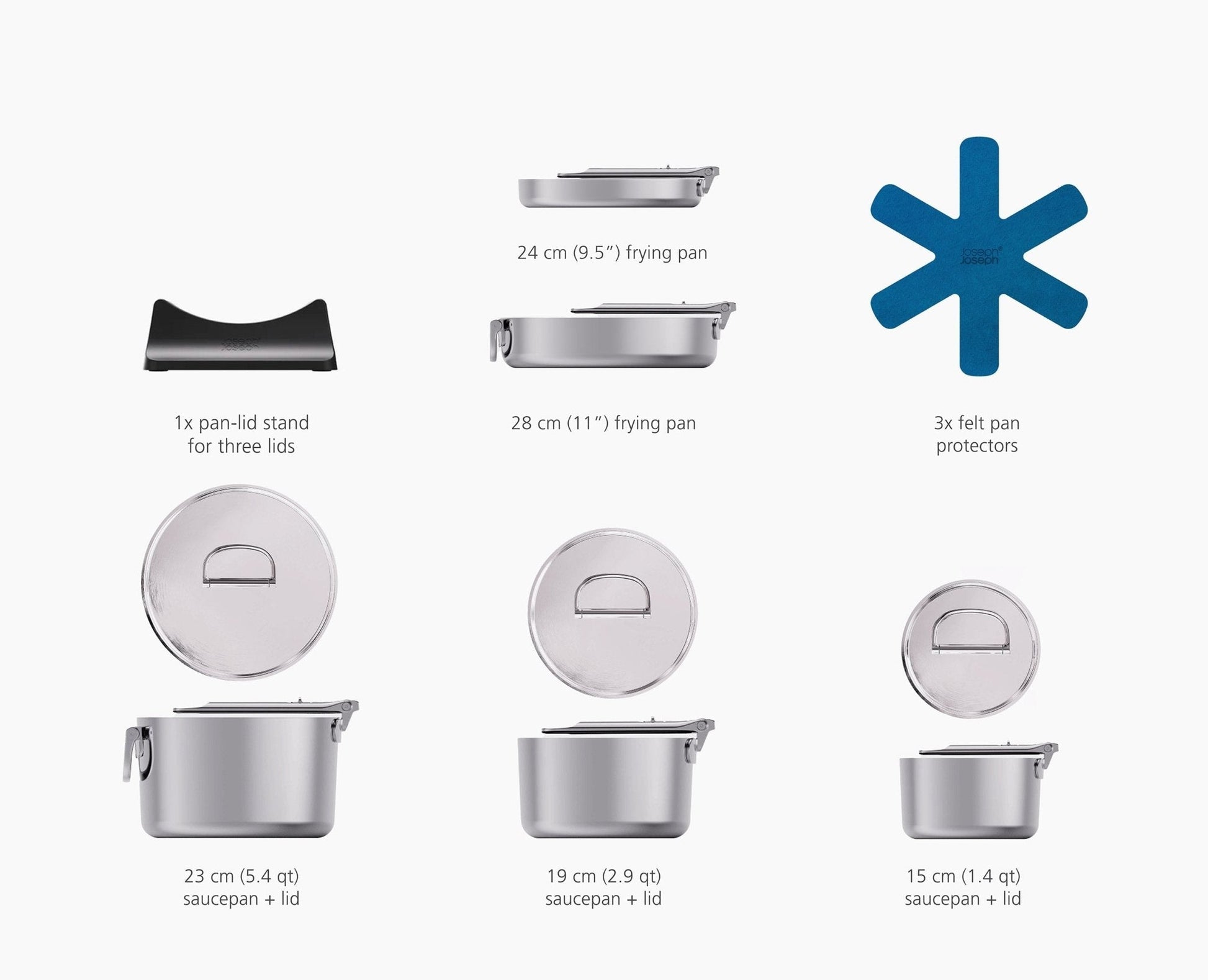 [half-width] Space Steel Folding Handle 5-Piece Cookware Set