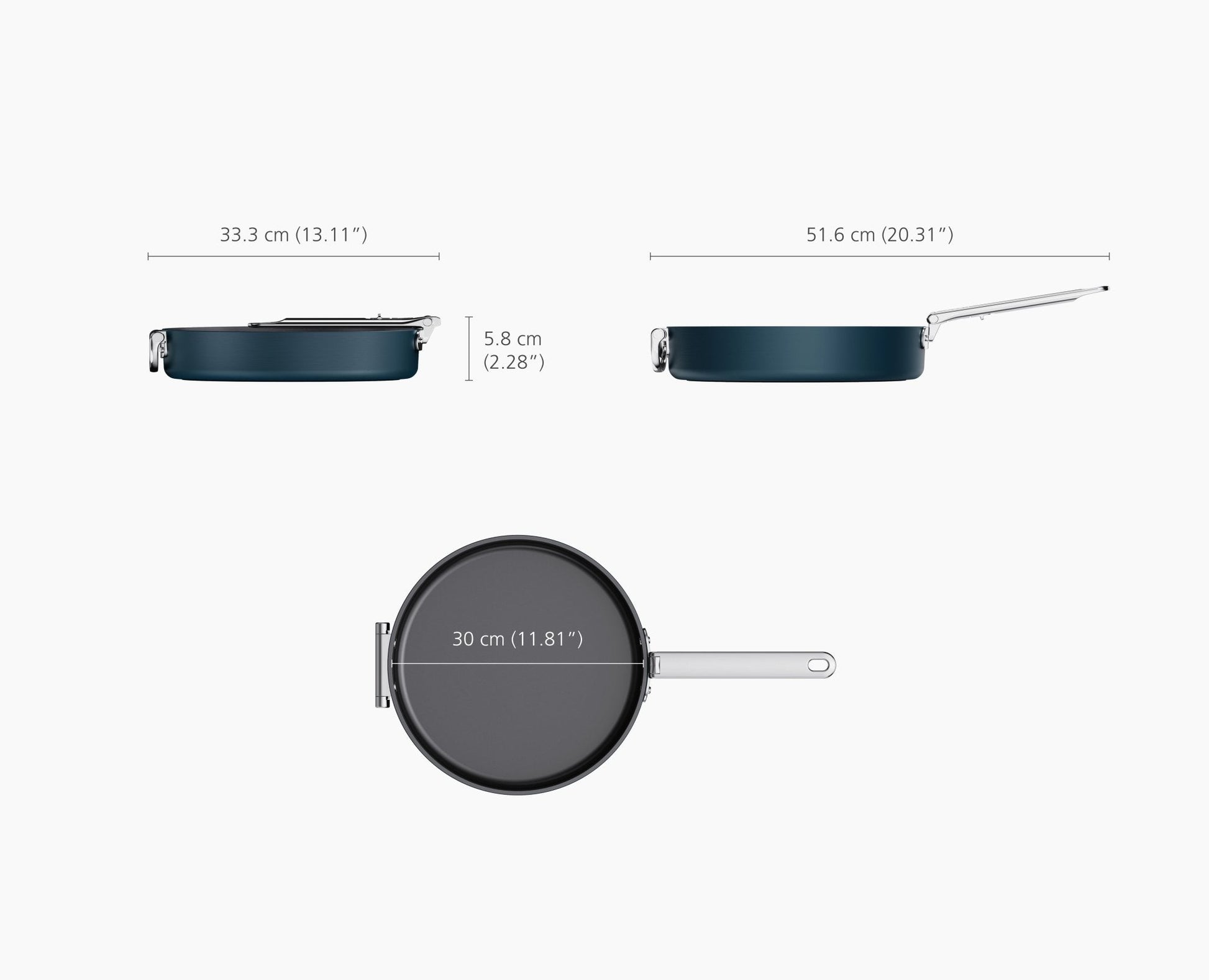 [half-width] Space Folding Handle Non-Stick 30cm Blue Shallow Frying Pan