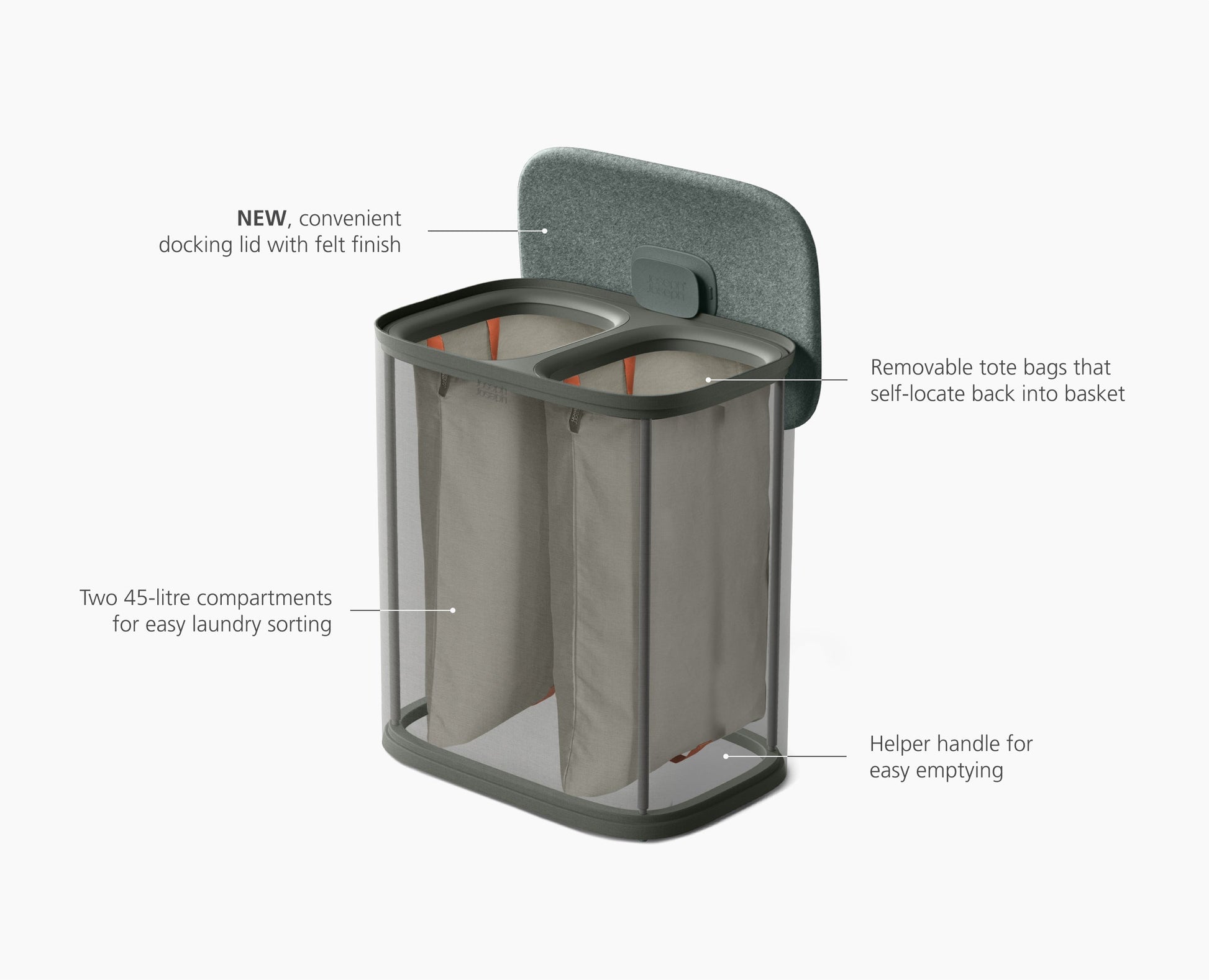 Tota 2 90L Forest Gray Laundry Separation Basket