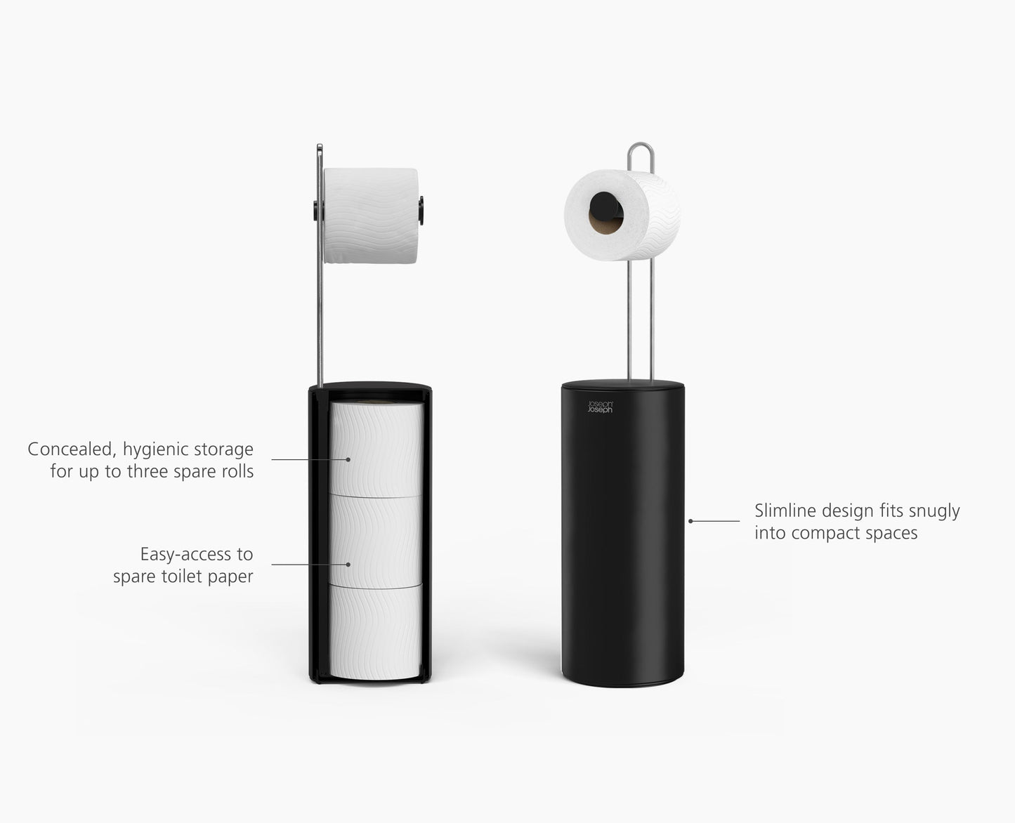 [half-width] EasyStore™ Matt Black Concealed Toilet Roll Holder
